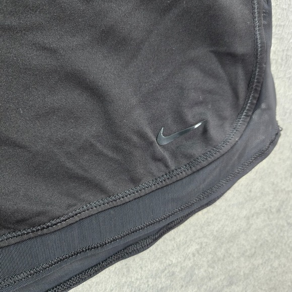 Nike Women Activewear‎ Shorts XL Black Swoosh Logo High Rise Mesh 2 in Inseam - Picture 3 of 9